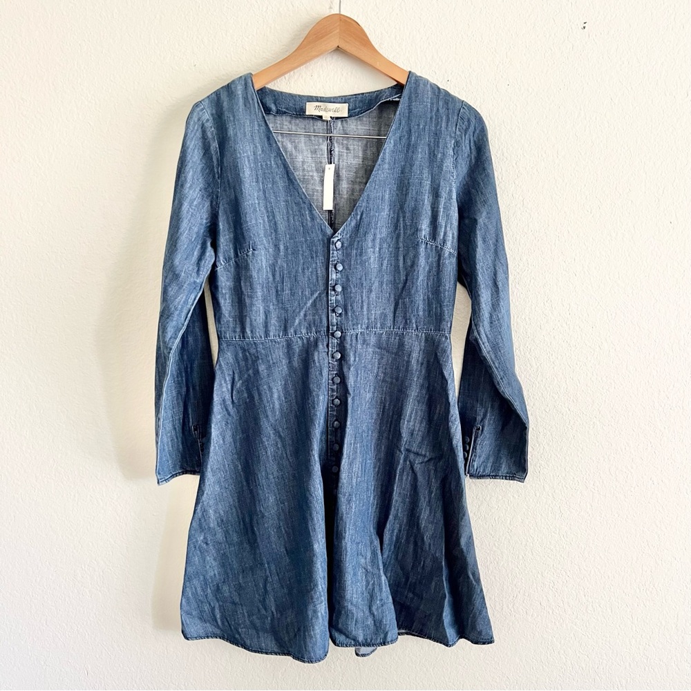 Madewell Denim Lilyblossom Button Front Dress NWT Sz 4 - Picture 3 of 8